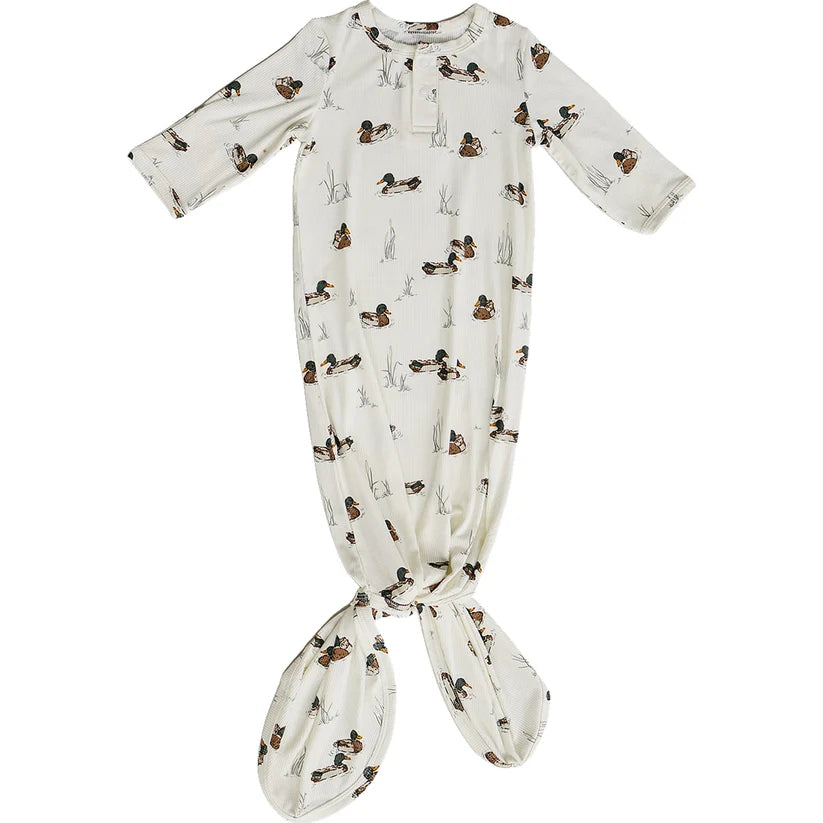 Mebie Baby Ducks Ribbed Bamboo Knot Gown