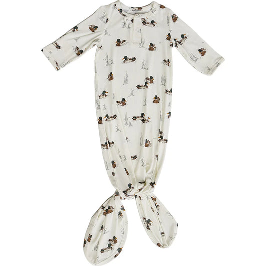 Mebie Baby Ducks Ribbed Bamboo Knot Gown
