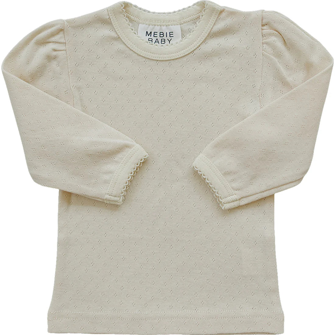 Mebie Baby Cream Pointelle Long Sleeve Tee