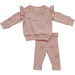 Mebie Baby Pink Ribbon Ruffle French Terry Set