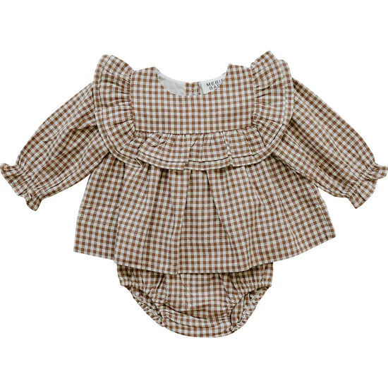 Mebie Baby Gingham Ruffle Bloomer Set