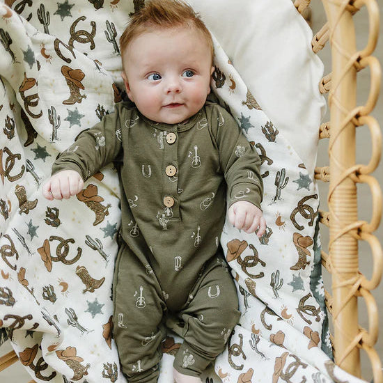 Mebie Baby Nashville Long Sleeve Button Romper