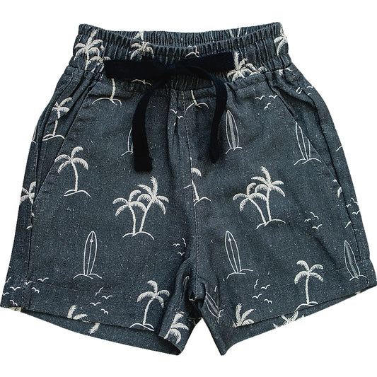 Mebie Baby Cotton Shorts - Navy Surfer