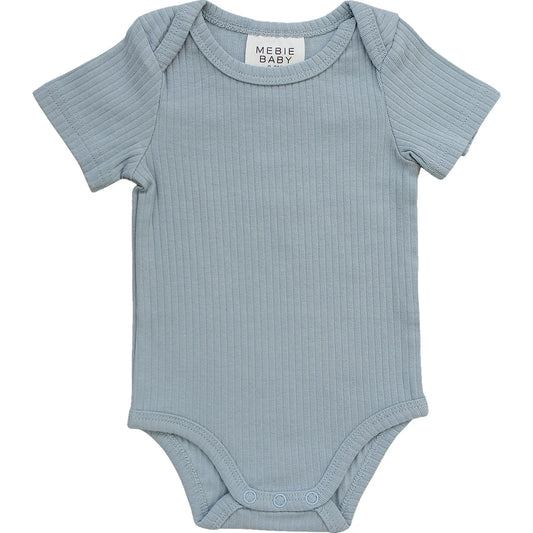 Mebie Baby Dusty Blue Cotton Ribbed Bodysuit