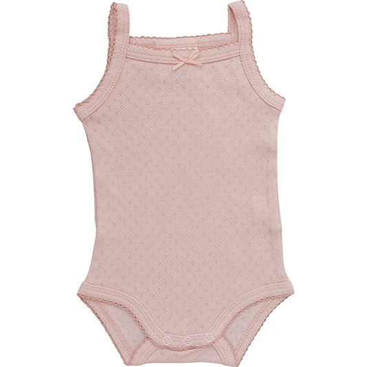Mebie Baby Pink Bow Pointelle Tank Bodysuit