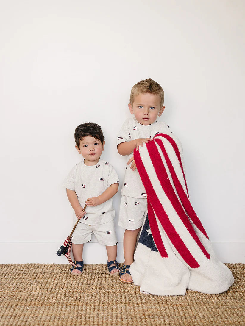 Mebie Baby Flag Button Short Set