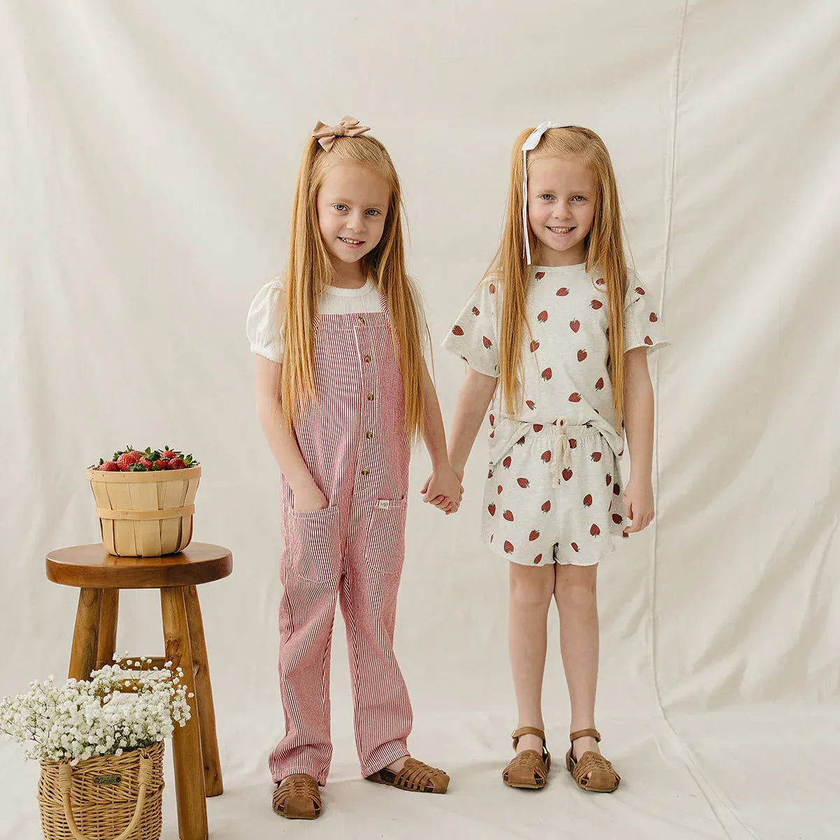 Mebie Baby Stripe Overalls - Red
