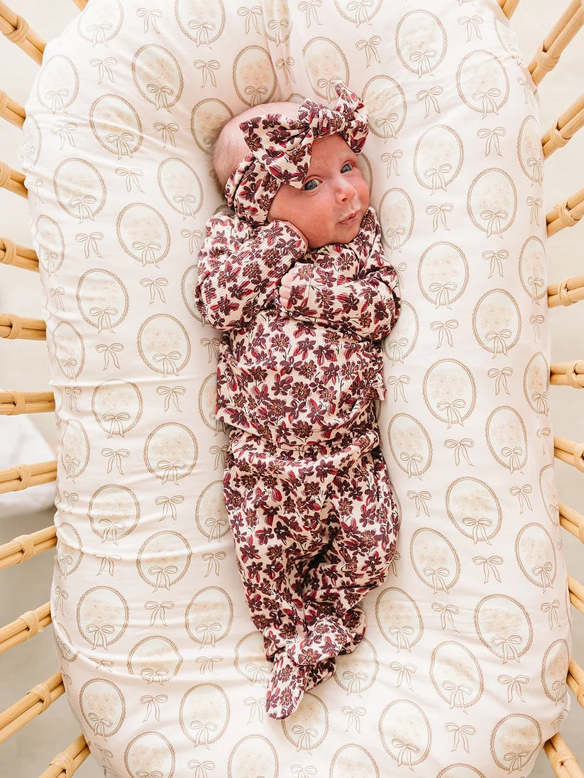 Mebie Baby Antique Floral Ribbed Bamboo Layette Set