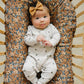Mebie Baby Floral Long Sleeve Button Romper