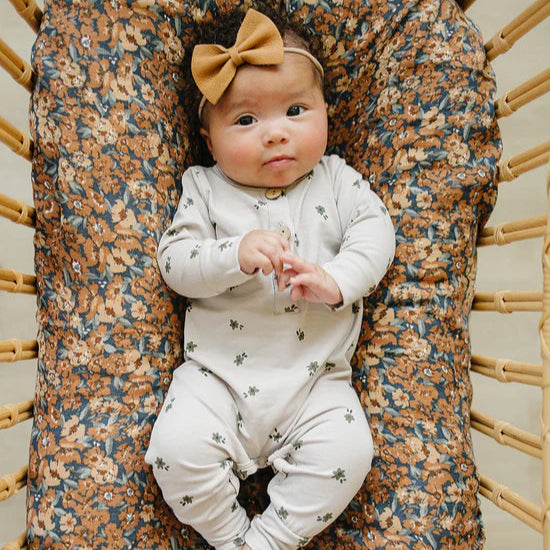 Mebie Baby Floral Long Sleeve Button Romper