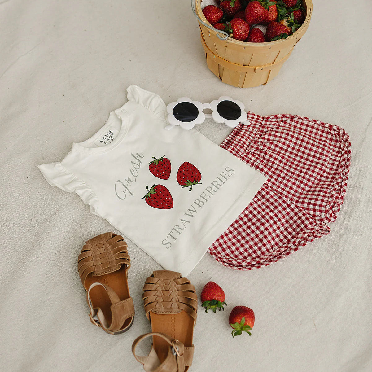 Mebie Baby Strawberry Ruffle Tee