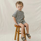 Mebie Baby Button Short Set - Navy Stripe