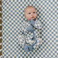 Mebie Baby Bamboo Zipper Footie - Blue Checkered