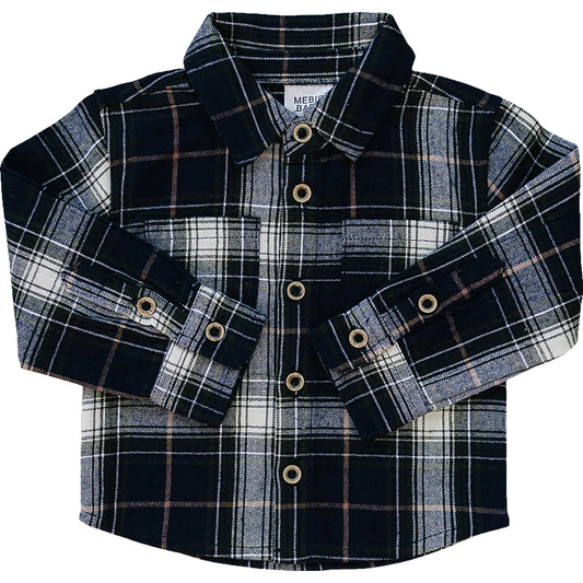 Mebie Baby Navy Plaid Button up