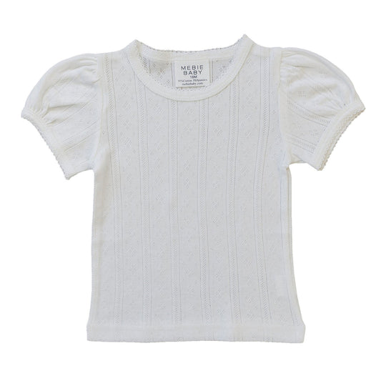 Mebie Baby White Pointelle Tee