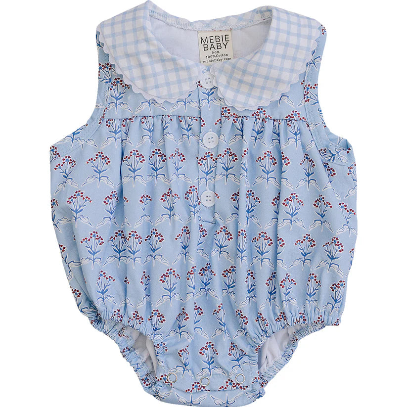 Mebie Baby Blue Meadow Bubble Romper