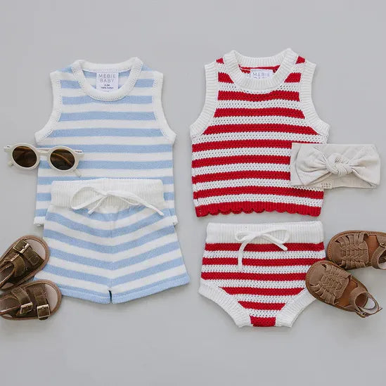 Mebie Baby Red Stripe Bloomer Tank Set