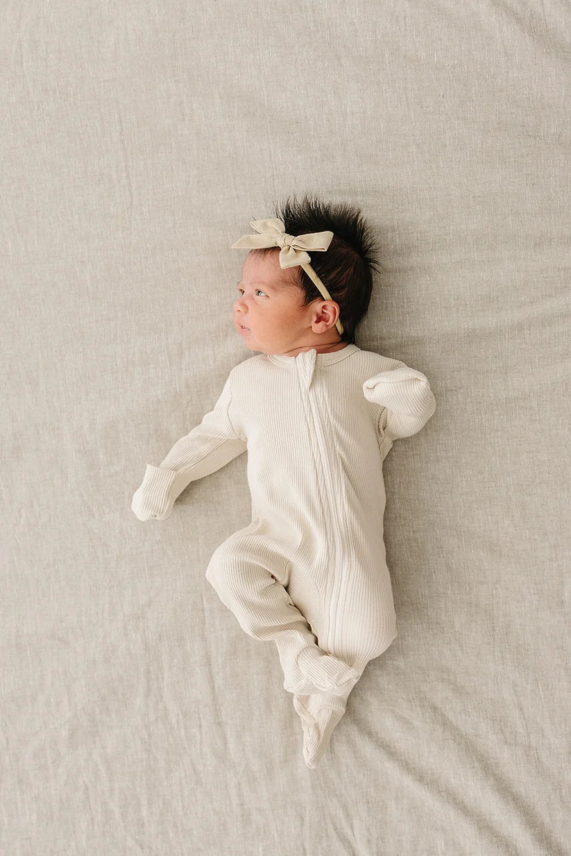 Mebie Baby Vanilla Organic Cotton Ribbed Zipper