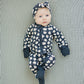 Mebie Baby Ribbed Bamboo Zipper Pajama - Navy Daisy