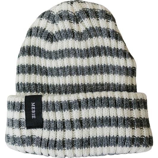 Mebie Baby Chunky Knit Beanie - Grey & White
