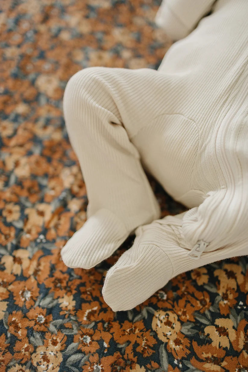 Mebie Baby Vanilla Organic Cotton Ribbed Zipper