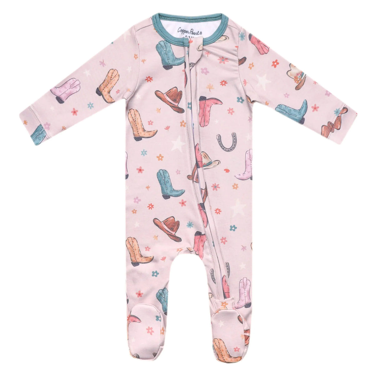 Copper Pearl Zip-Up Footie Pajama - Cheyenne