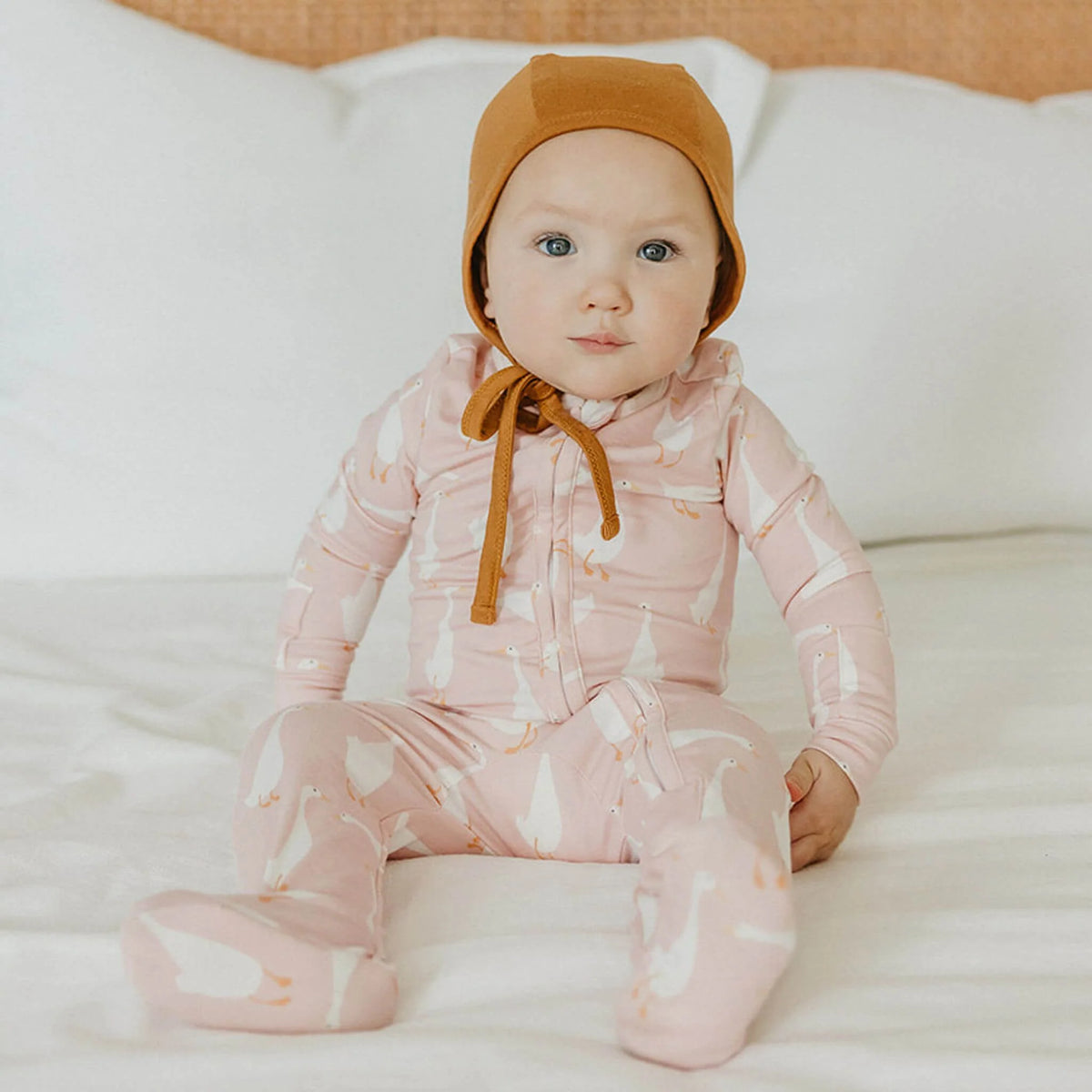 Copper Pearl Zip-Up Footie Pajama - Goosie
