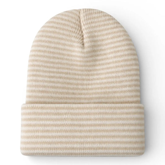SpearmintLOVE Baby's First Hat - Sand/white Stripe