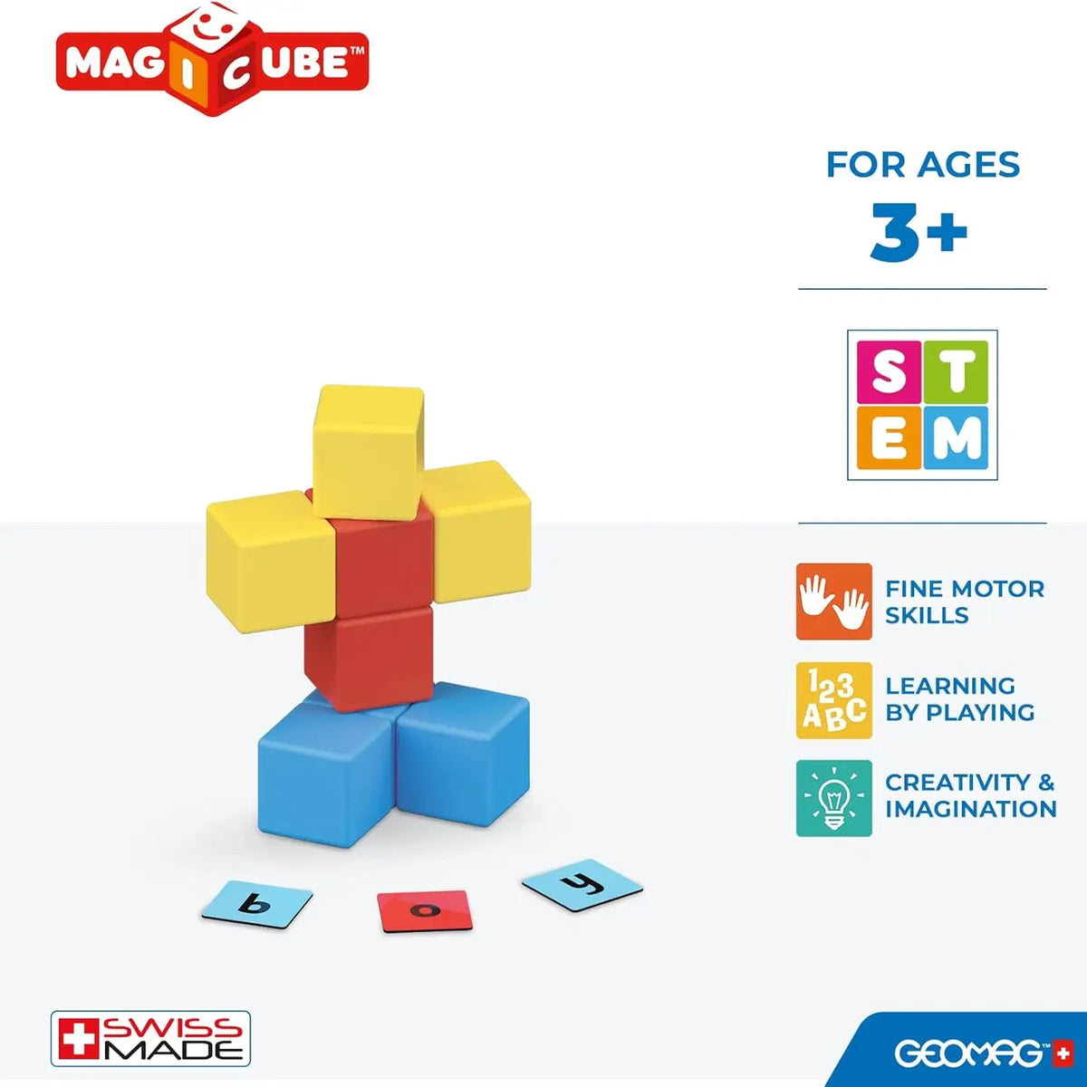 GEOMAGWORLD USA Geomag™ Magicube Learning Words 55 Piece Stem Building Set