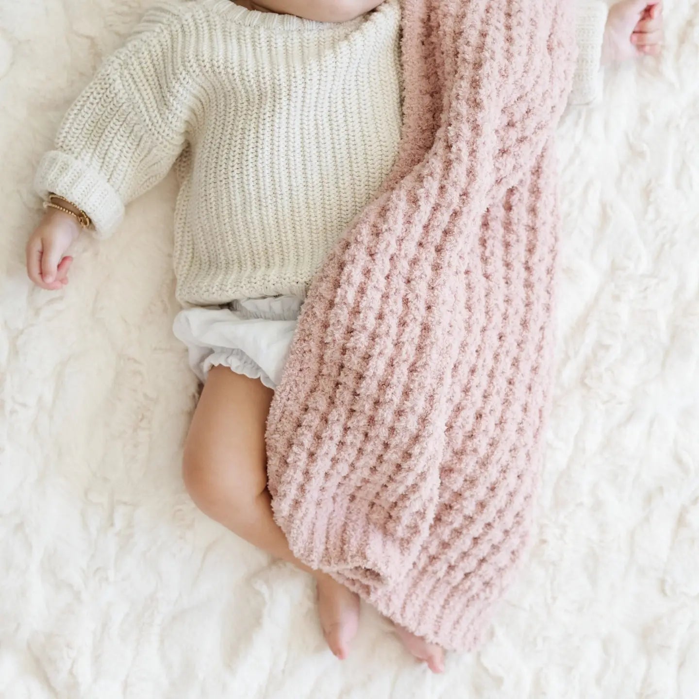 Saranoni Waffle Knit Mini Blanket - Rosette