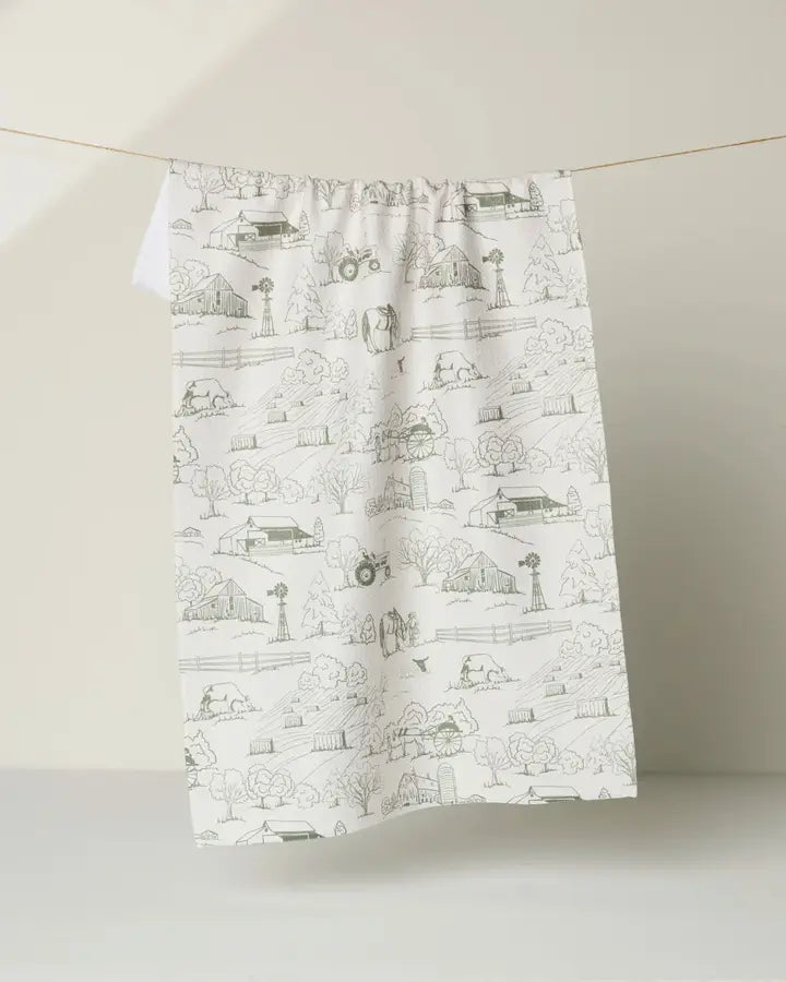Geometry Farmyard Tea Towel