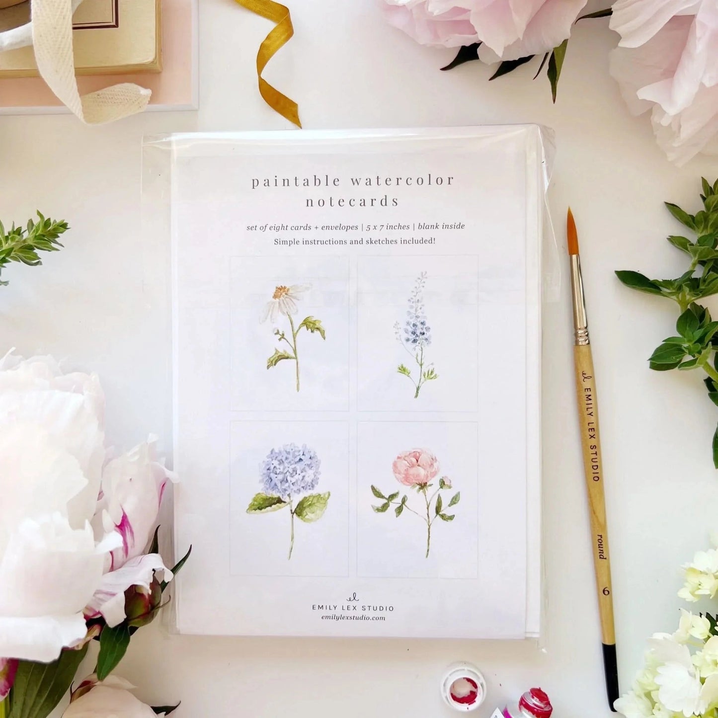 Emily Lex Studio Garden Flowers Paintable Watercolor Notecard Set
