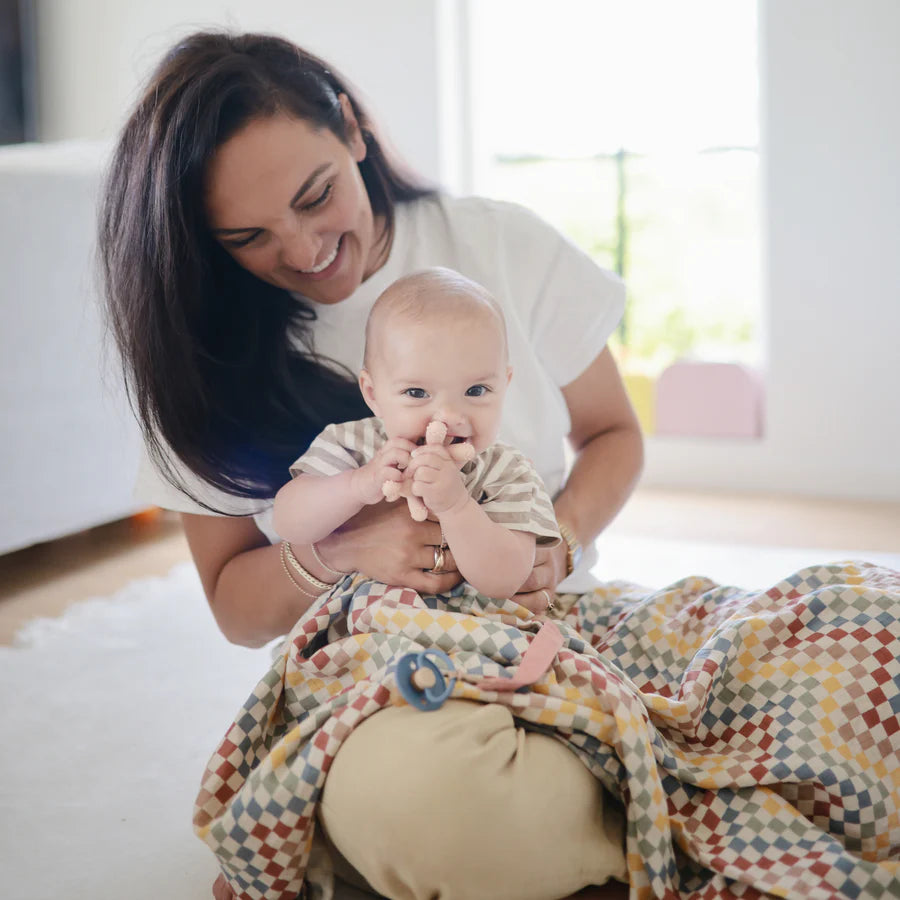Mushie Muslin Swaddles - Retro Check