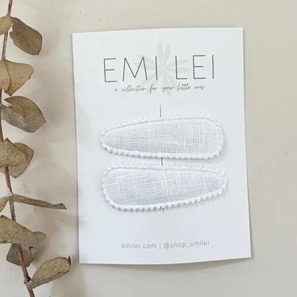 Emi Lei Fabric Hair Clip Snap Barrettes - Set of 2