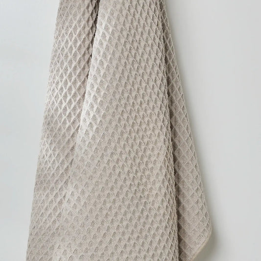 Geometry Taupe Waffle Bath Towel