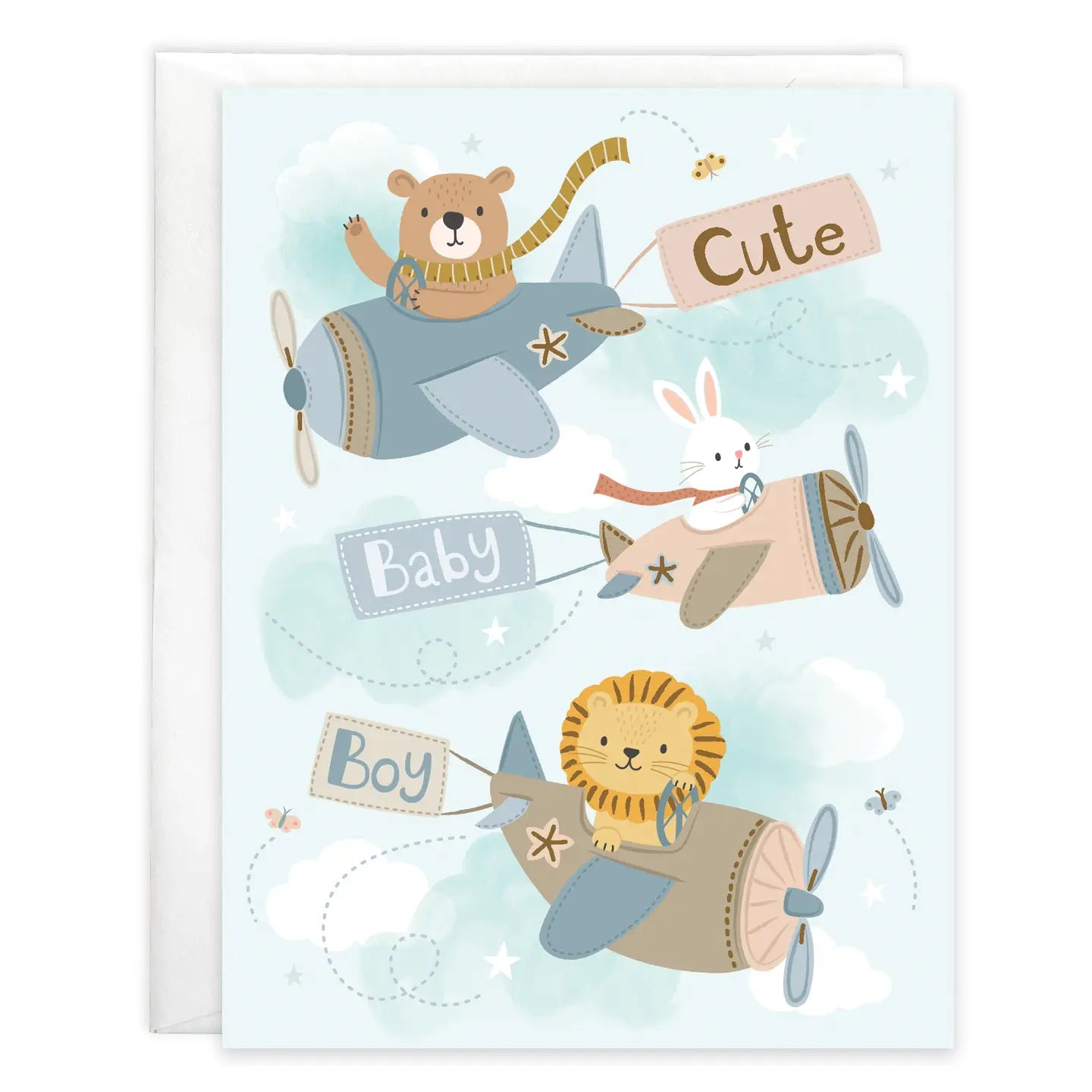 Gina B Designs Baby Greeting Card - Baby Boy Airplanes