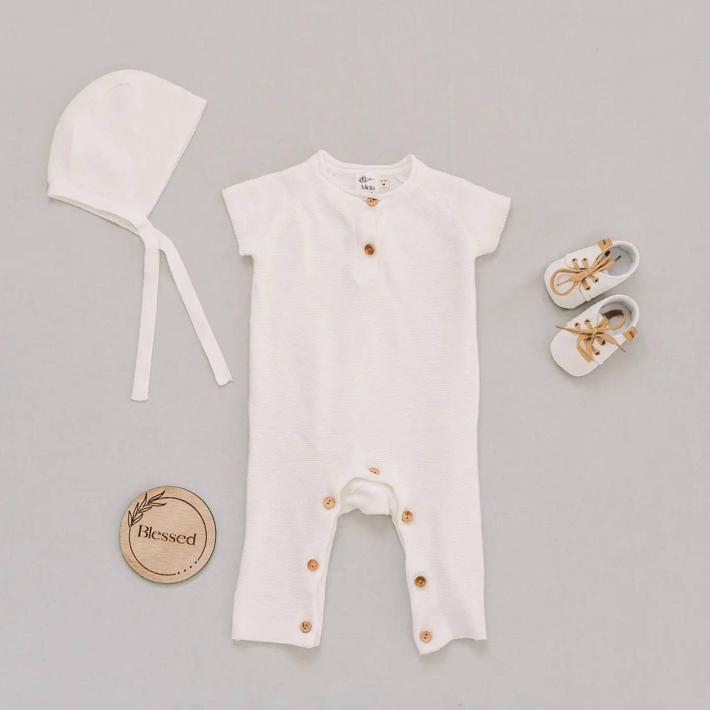Miriia The Jackson Baptism Christening White Cotton Knit Boy Outfit