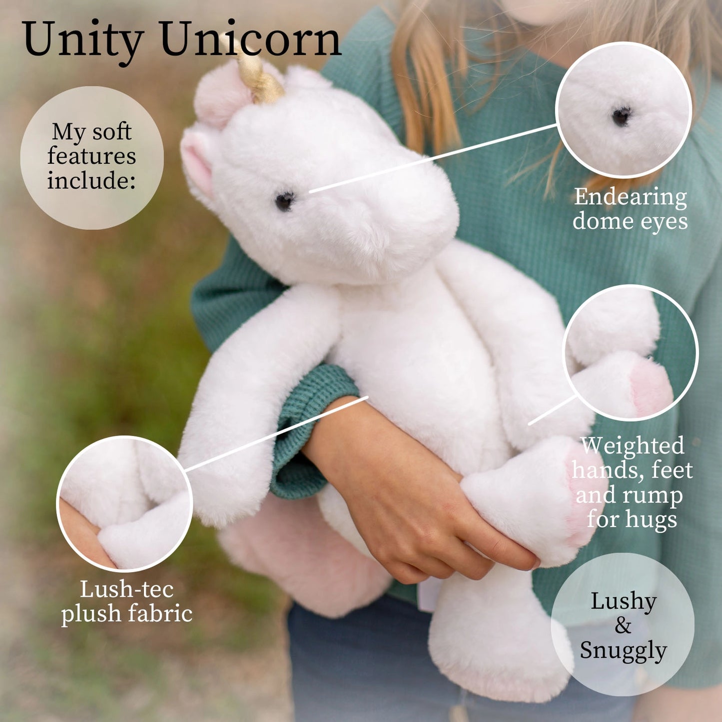 Beverly Hills Teddy Bear Company World's Softest Lushee 16 Inch - Unity White Unicorn Plush