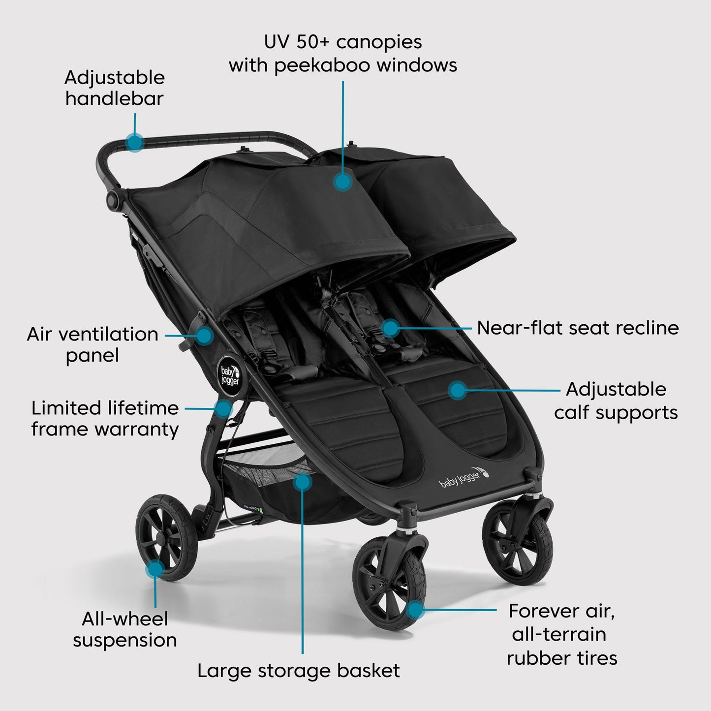 Baby Jogger City Mini GT2 Double Stroller features