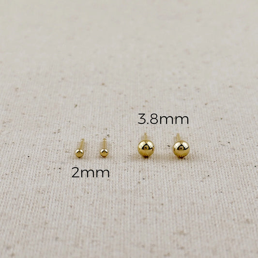 Miel & Gold Ball Stud Earrings 18k Gold Filled