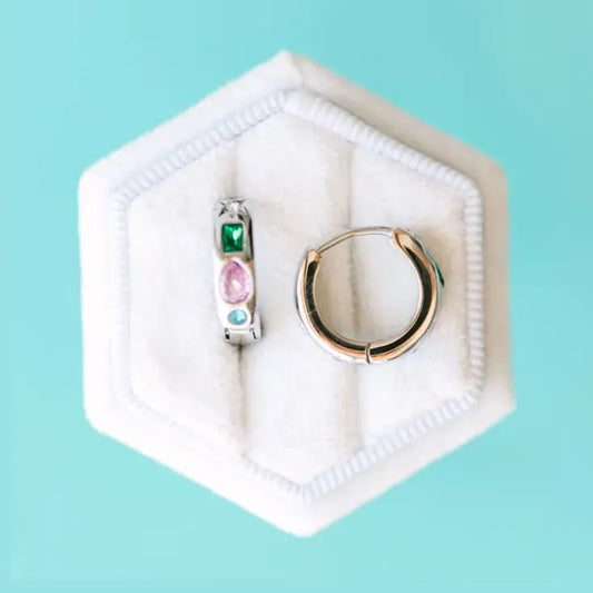 Pierced Co Silver Treasure Huggies