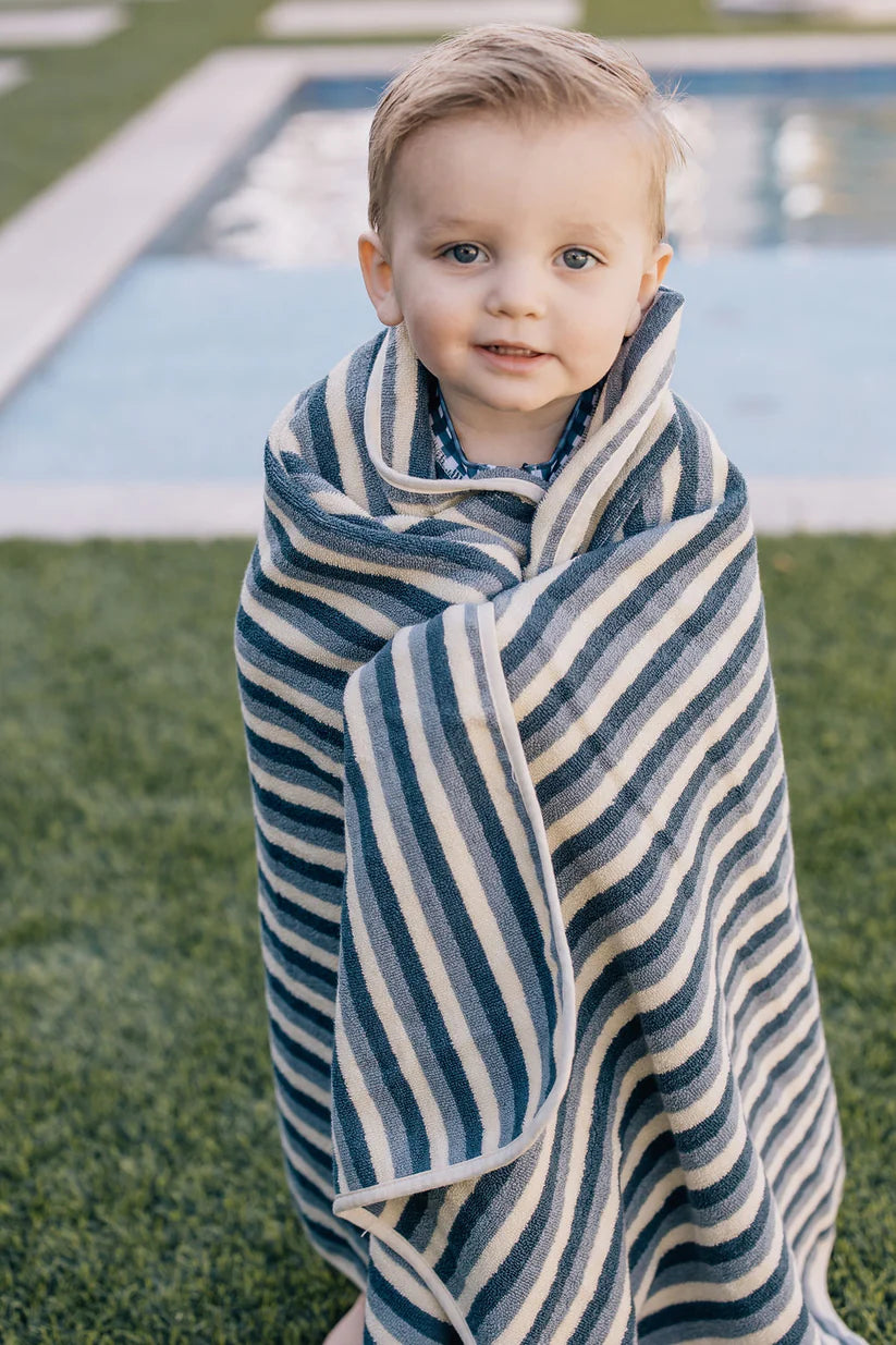 Mebie Baby Organic Cotton Beach Towel - Blue Stripe