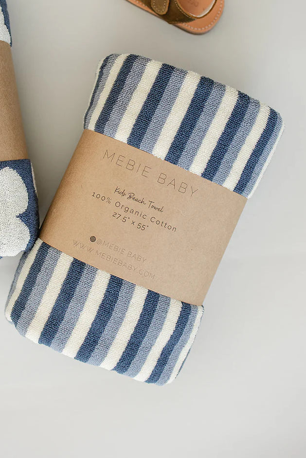 Mebie Baby Organic Cotton Beach Towel - Blue Stripe
