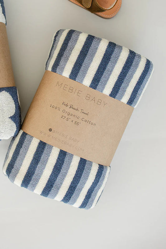 Mebie Baby Organic Cotton Beach Towel - Blue Stripe