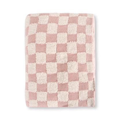 Viverano Organics Checkered - Terry Knit Sweater Knit Baby Blanket