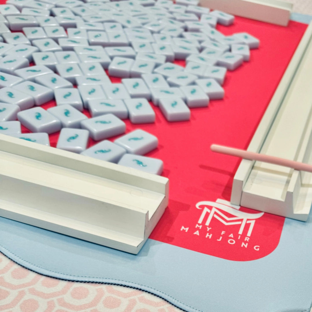 My Fair Mahjong Mahjong Mat - Green Center / Pink Scallop