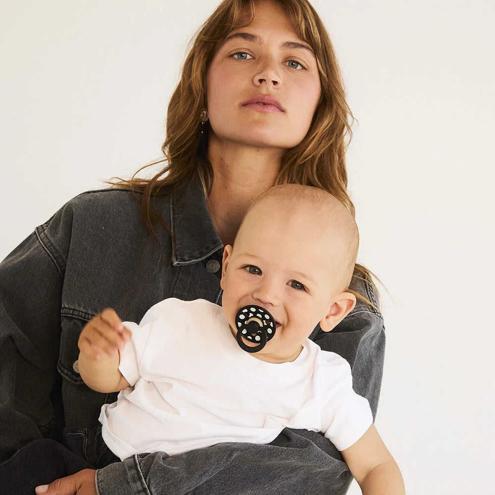 BIBS STUDIO Colour Pacifiers 2 Pack Polka - Ivory/Black