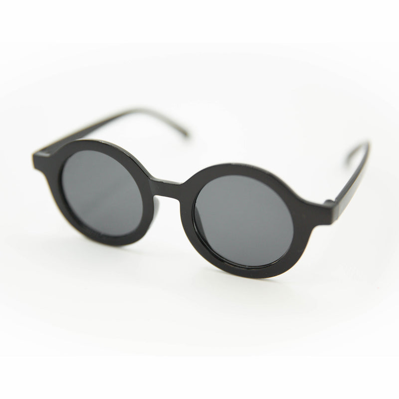 The Baby Cubby Kids' Round Retro Sunglasses - Black with Grey Lenses