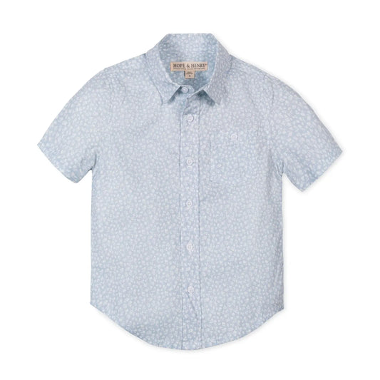 Hope and Henry Linen Short Sleeve Shirt - Blue Chateau Ditsy