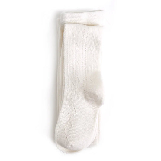 Little Stocking Co Fancy Knit Tights - Ivory